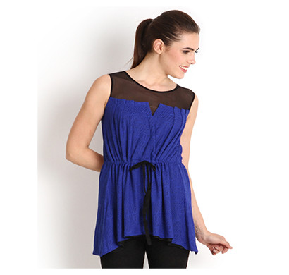 soie casual round neck sleeveless top (navy blue and red)